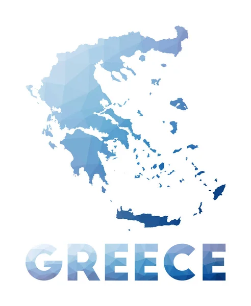 Low poly map of Greece Geometric illustration of the country Greece polygonal map Technology — Vetor de Stock