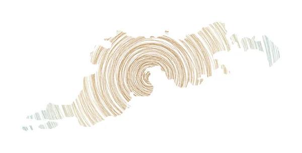 Tortola χάρτης γεμάτος με ομόκεντρους κύκλους Σχηματικοί κύκλοι σε σχήμα σκακιού του νησιού Διάνυσμα — Διανυσματικό Αρχείο