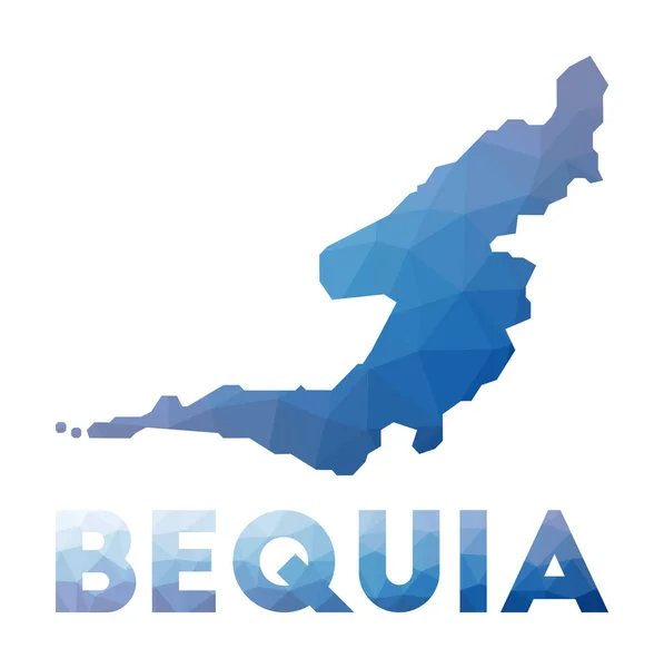 Lage polykaart van Bequia Geometrische illustratie van het eiland Bequia polygonale kaart Technologie — Stockvector