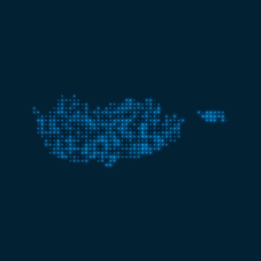 Cyprus dotted glowing map Shape of the country with blue bright bulbs Vector illustration