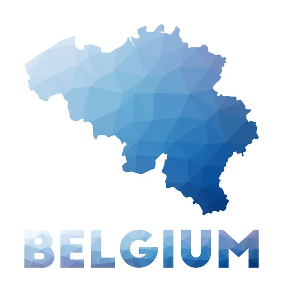 Låg poly karta över Belgien Geometrisk illustration av landet Belgien polygonal karta Teknik — Stock vektor