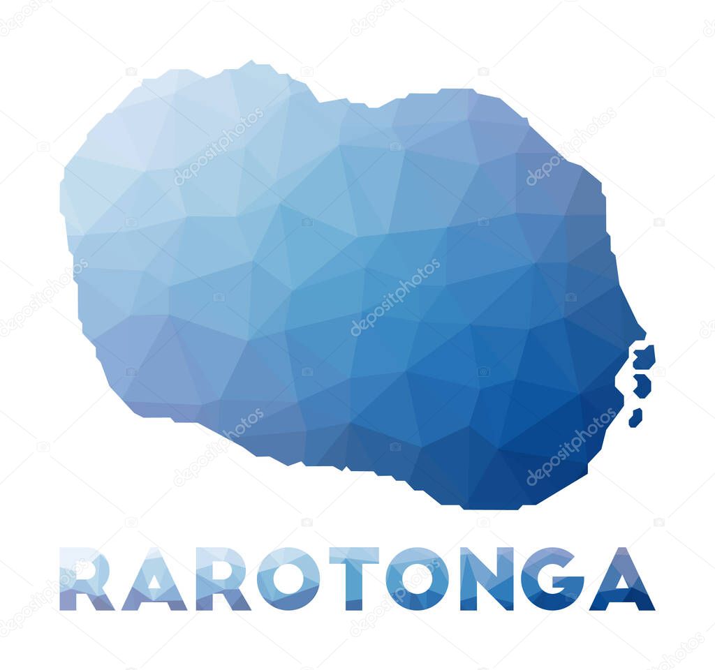 Low poly map of Rarotonga Geometric illustration of the island Rarotonga polygonal map