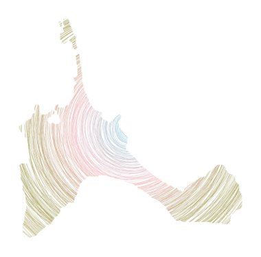 Eşmerkezli dairelerle dolu formentera haritası Ada Vektörü biçiminde çizim biçimi çemberleri