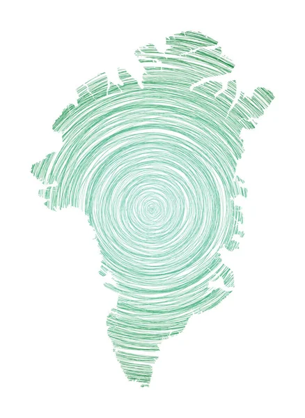 Greenland map filled with concentric circles Sketch style circles in shape of the country Vector — Image vectorielle
