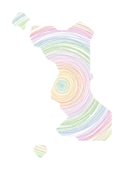 マラパスクア島の地図同心円で満たされた地図島の形をしたスケッチスタイルの円 — ストックベクタ