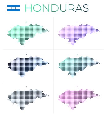 Honduras noktalı haritası, Honduras Haritasını noktalı stil ile belirledi.