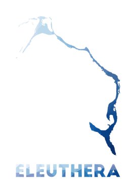 Eleuthera coğrafi haritasının düşük poli haritası Eleuthera çokgen haritası