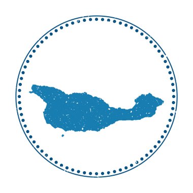 Santa Cruz Adası çıkartması Ada vektör illüstrasyonunun haritalı lastik damga ile seyahat etmek kullanılabilir