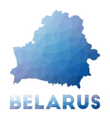 Belarus 'un Belarus çokgen harita teknolojisinin düşük poli haritası.