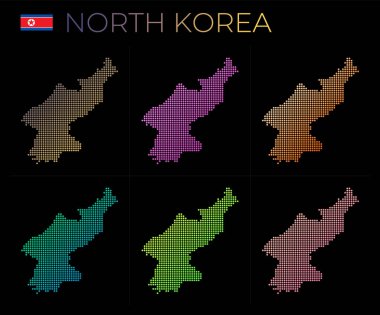 Kuzey Kore 'nin noktalı haritası Kuzey Kore' nin noktalı stil haritasıyla dolu.