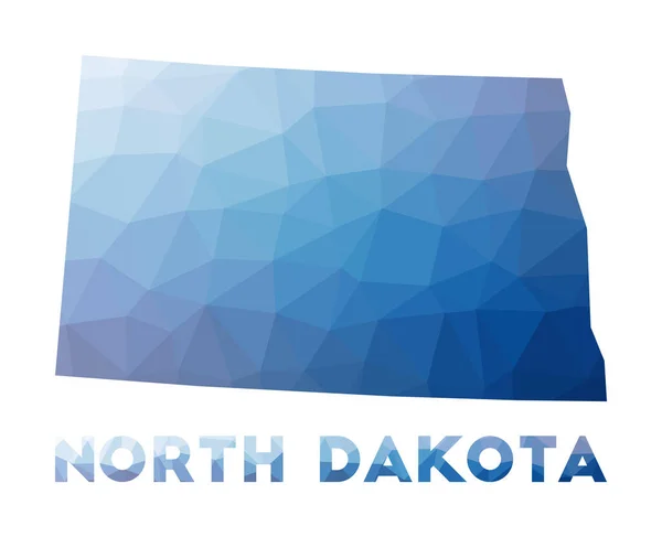 Low poly map of North Dakota Geometric illustration of the us state North Dakota polygonal map — Stok Vektör