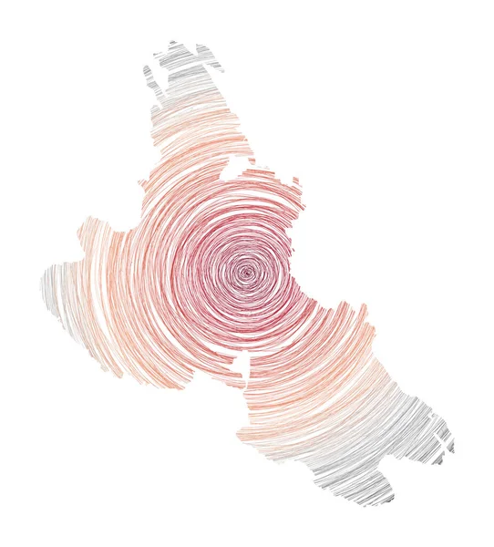 Krk map filled with concentric circles Sketch style circles in shape of the island Vector — Wektor stockowy