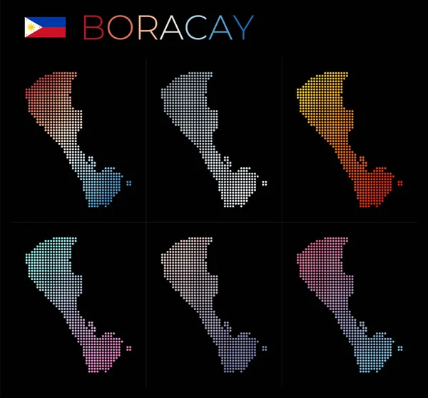 Boracay dotted map set Map of Boracay in dotted style Borders of the island filled with beautiful — Vector de stock