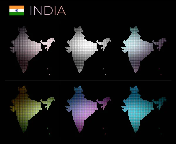 Inde carte en pointillés Carte de l'Inde en pointillés Frontières du pays rempli de belle — Image vectorielle