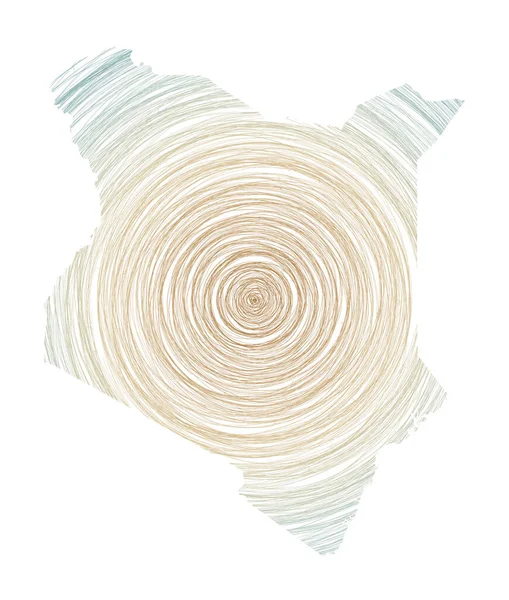 Kenya map filled with concentric circles Sketch style circles in shape of the country Vector — Stok Vektör