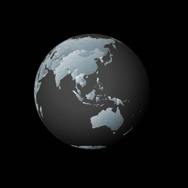 Low poly globe centered to Brunei Red polygonal country on the globe Satellite view of Brunei — ストックベクタ