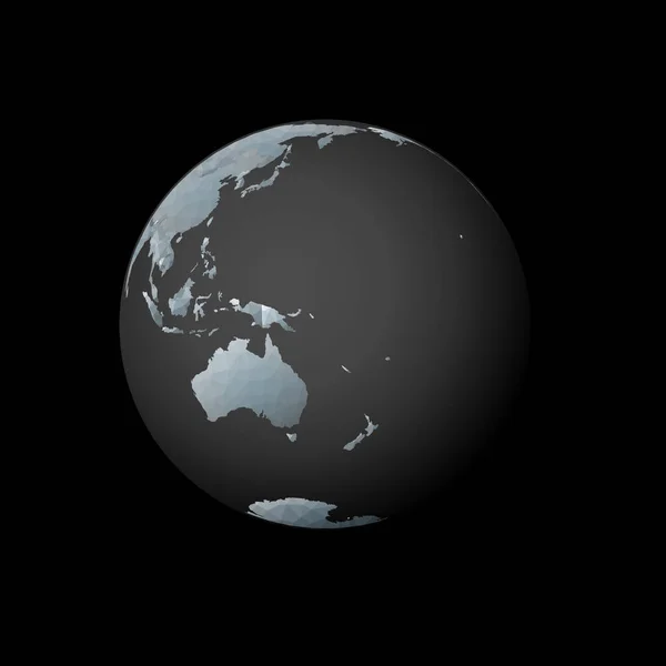 Baixo globo poli centrado nas Ilhas Salomão País poligonal vermelho no globo Vista por satélite de — Vetor de Stock
