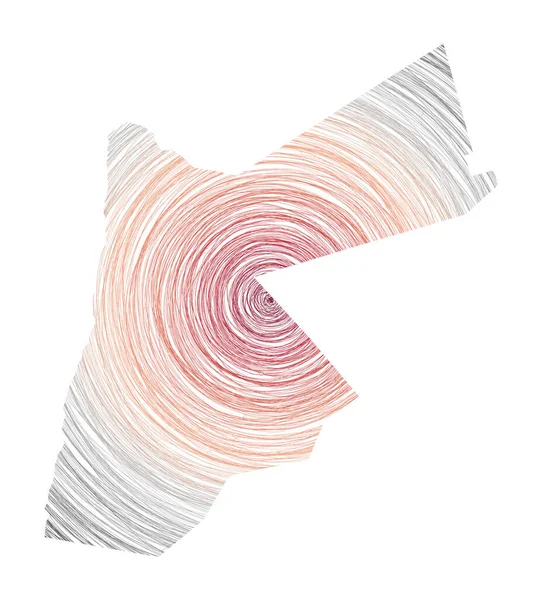 Jordan map filled with concentric circles Sketch style circles in shape of the country Vector — 스톡 벡터