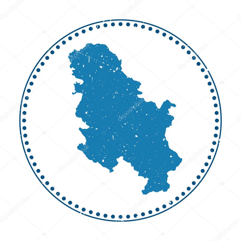 Serbia sticker Travel rubber stamp with map of country vector illustration Can be used as
