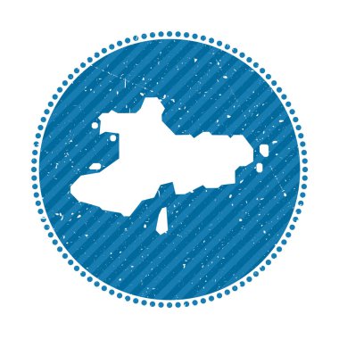 Union Island striped retro travel sticker Badge with map of island vector illustration Can be