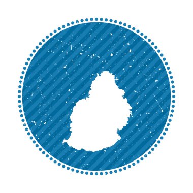 Mauritius striped retro travel sticker Badge with map of island vector illustration Can be used