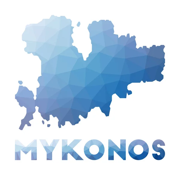 Low poly map of Mykonos Geometric illustration of the island Mykonos polygonal map Technology — Stok Vektör