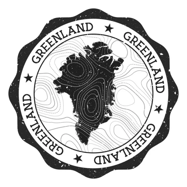 Greenland outdoor stamp Round sticker with map of country with topographic isolines Vector — стоковый вектор