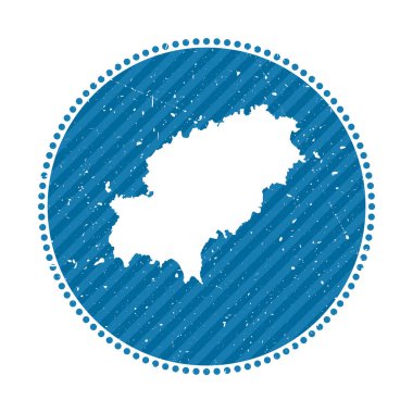 Ibiza striped retro travel sticker Badge with map of island vector illustration Can be used as