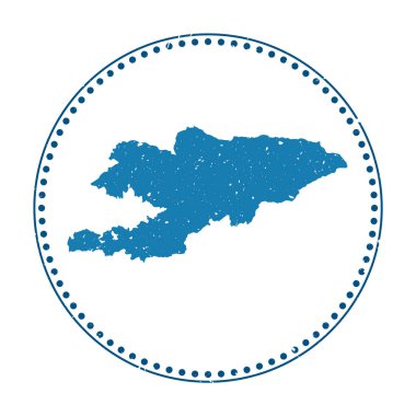 Kırgızistan çıkartması Ülke vektör illüstrasyonunun haritası ile seyahat etiketi olarak kullanılabilir