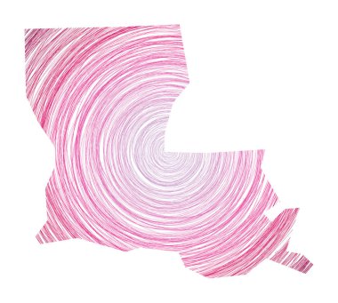 Eşmerkezli dairelerle dolu Louisiana haritası ABD Durum Vektörü şeklinde çizim biçimi çemberleri