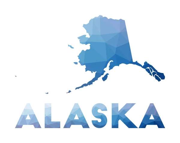 Low poly map of Alaska Geometric illustration of the us state Alaska polygonal map Technology — Stock Vector