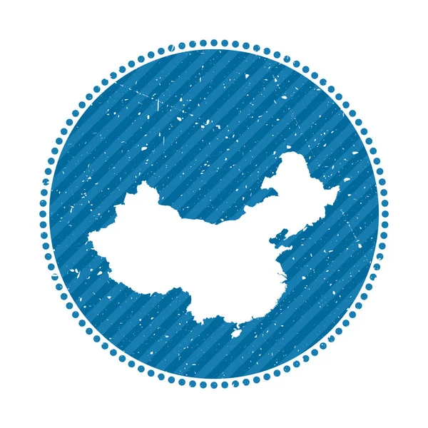 Kina randig retro resor klistermärke med karta över landet vektor illustration Kan användas som — Stock vektor