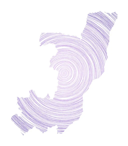 Konžská mapa plná soustředných kruhů Skica stylových kruhů ve tvaru venkovského vektoru — Stockový vektor