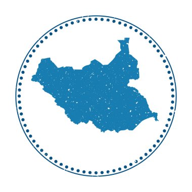 South Sudan sticker Travel rubber stamp with map of country vector illustration Can be used as