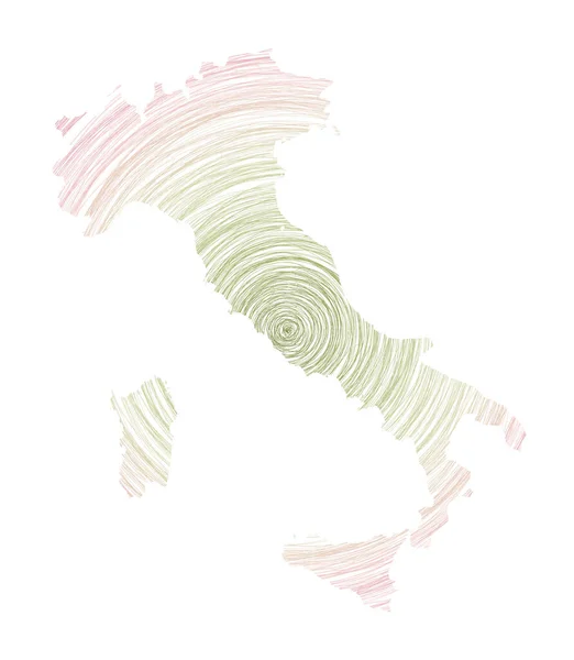 Italy map filled with concentric circles Sketch style circles in shape of the country Vector — 스톡 벡터
