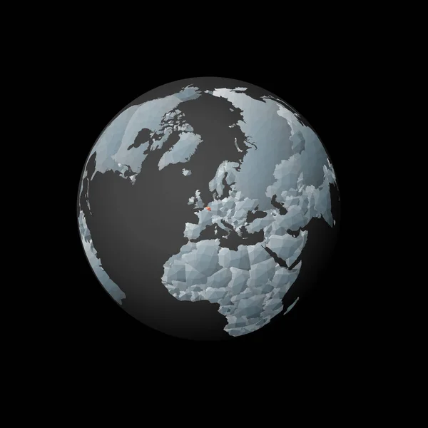 Globo polivinílico bajo centrado en Bélgica País poligonal rojo en el globo Vista satelital de Bélgica — Vector de stock