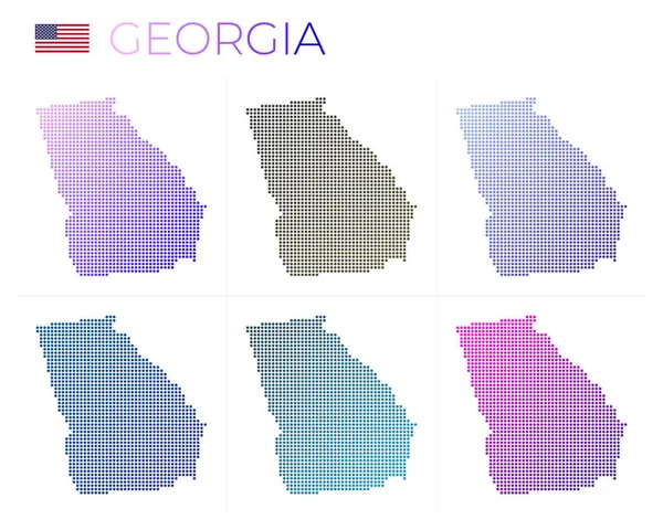 Georgia dotted map set Map of Georgia in dotted style Borders of the us state filled with — Stock Vector