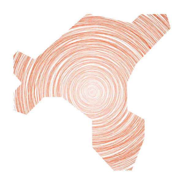 Salt Island map filled with concentric circles Sketch style circles in shape of the island Vector — Vettoriale Stock