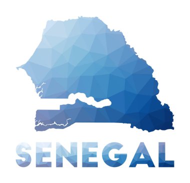 Senegal Geometrik çiziminin düşük poli haritası Senegal çokgen harita teknolojisi