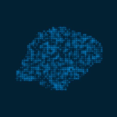 Inisheer dotted glowing map Shape of the island with blue bright bulbs Vector illustration