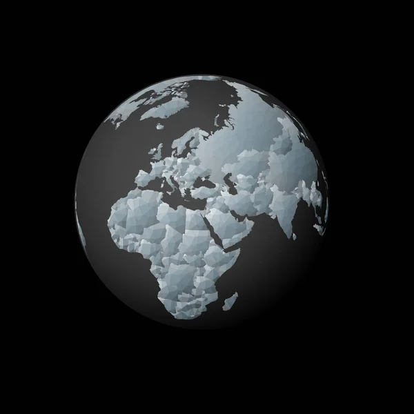 Low poly globe centered to Cyprus Red polygonal country on the globe Satellite view of Cyprus — Vector de stock