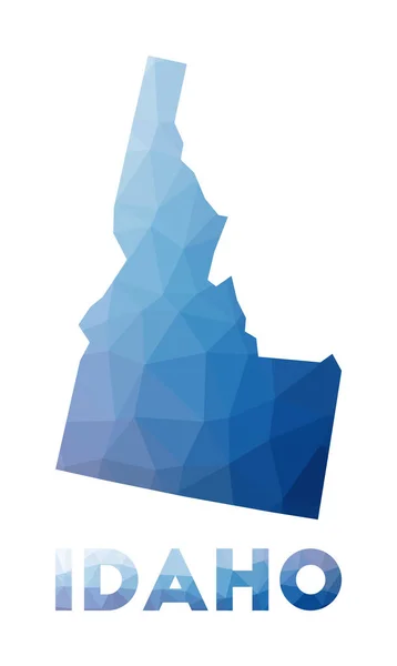 Alacsony poli térkép Idaho Geometrikus illusztrációja az amerikai állam Idaho poligonális térkép technológia — Stock Vector