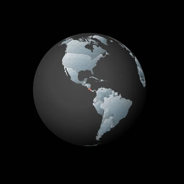 Low poly globe centered to Costa Rica Red polygonal country on the globe Satellite view of Costa — 스톡 벡터