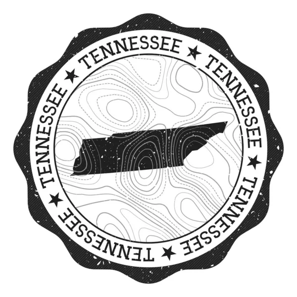 Tennessee outdoor stamp Round sticker with map of us state with topographic isolines Vector — Stockvector