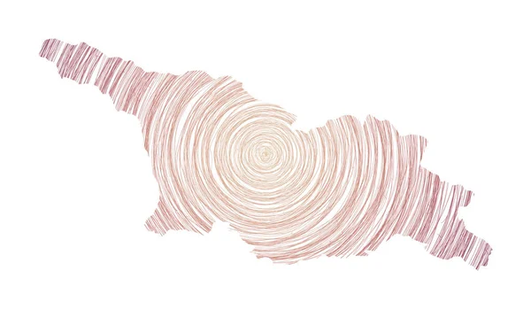 Georgia map filled with concentric circles Sketch style circles in shape of the country Vector — Stok Vektör
