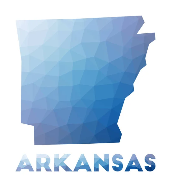 Low poly map of Arkansas Geometric illustration of the us state Arkansas polygonal map — Stockvector