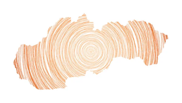 Slowakei Karte mit konzentrischen Kreisen Skizziert Kreise in der Form des Landes Vektor — Stockvektor