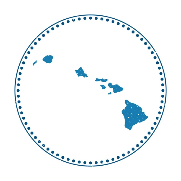 Hawaii sticker Travel rubber stamp with map of island vector illustration Can be used as — Vector de stock