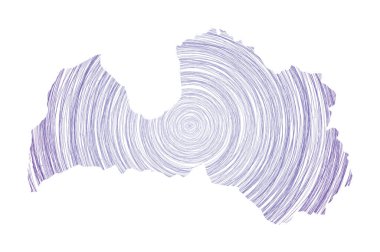 Eş merkezli dairelerle dolu Letonya haritası Ülke Vektörü şeklinde çizim biçimi çemberleri