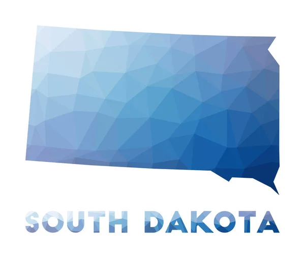 Low poly map of South Dakota Geometric illustration of the us state South Dakota polygonal map — Stok Vektör